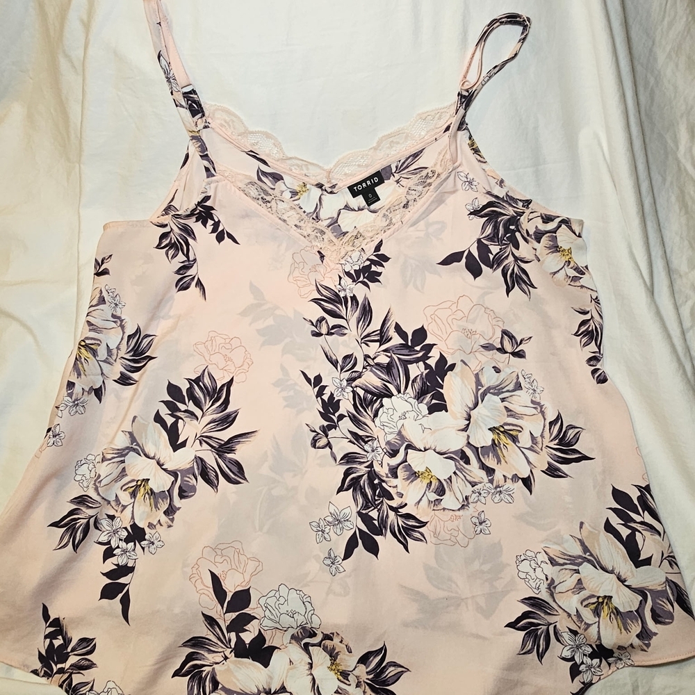 Torrid Pink Floral Camisole with Lace